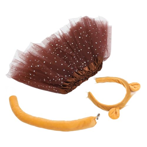 KOMBIUDA 1Satz Löwenkostüm für Stirnband und Accessoire mit Rock für Halloween Karneval und Rollenspiele Süßes Kostümzubehör für Tier Mottopartys von KOMBIUDA