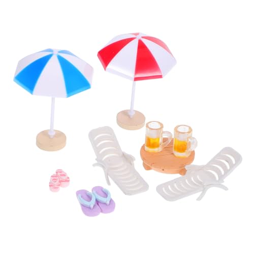 KOMBIUDA 1Satz Miniatur Strandspielzeug Teiliges Puppenhaus Zubehör mit Gartenstühlen Regenschirmen und Hausschuhen für Kreative Sandtischszenen für Rollenspiele KOMBIUDA 1Satz Miniatur Strandspielzeug Teiliges Puppenhaus Zubehör mit Gartenstühlen Regenschirmen und Hausschuhen für Kreative Sandtischszenen für Rollenspiele von KOMBIUDA