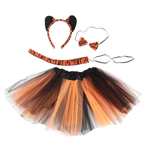 KOMBIUDA 1Satz Tiger Kostüm Set Mit Haarreif Fliege Und Rock Teiliges Cosplay Zubehör Für Tierkostüme Für Karneval Halloween Und Partys Einzigartiges Tiger Cosplay von KOMBIUDA