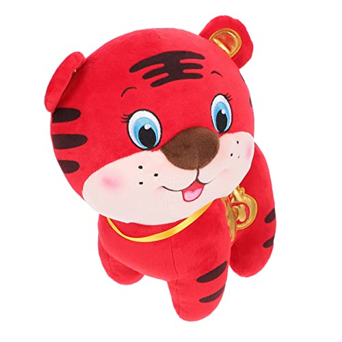 KOMBIUDA 1stk Tigerpuppe Sternzeichen Tierspielzeug Geschenk Zum Frühlingsfest Puppe Für Baby Chinesischer Anhänger Langlebigkeit Ornament Dekorationen Rot Kind Glücklich Kurzer Plüsch von KOMBIUDA
