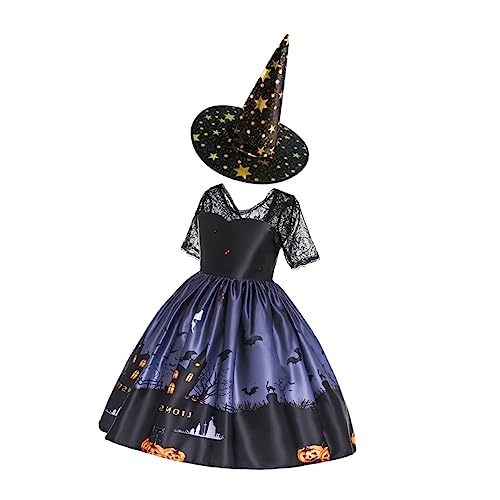 KOMBIUDA Mädchenkleid 1Stk Junge Mädchen Halloween-Kostüm Kleid für Kleinkind Zauberer Hexenmantel Kinderkleidung Hexenoutfit für Kinder Maskerade-Hexen-Outfit Abschlussball Rock von KOMBIUDA