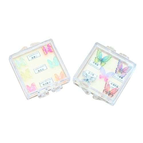 KOMBIUDA 2 Boxen Puppenhaus-Exemplar Ornament Winzig Mini Klein Schmetterlinge Dekoration Puppenhauszubehör Cartoon-Schmetterlinge Puppenhauslieferungen Schmetterlinge Schmuck Plastik von KOMBIUDA