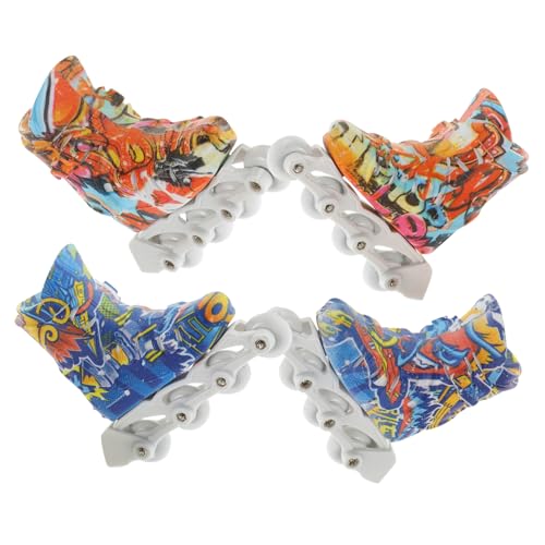 KOMBIUDA 2 Paar Mini-Zubehör Schreibtischzubehör Mini Rollschuhe Kinderspielzeug Modelle Fingerschuhe tragbares Fingerspielzeug Roller Skates Schachbrett Spielzeugzimmer Plastik von KOMBIUDA