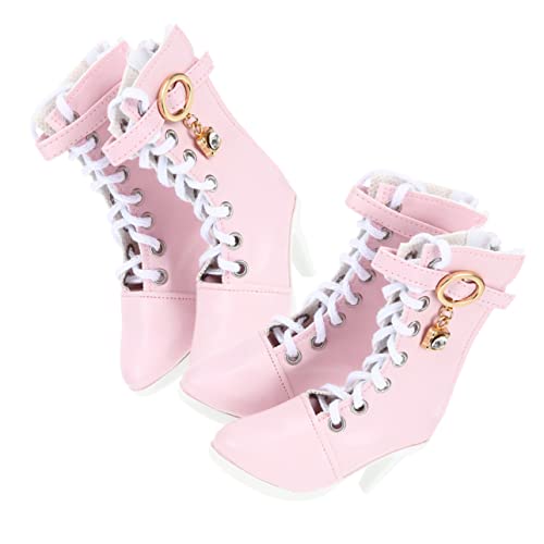 KOMBIUDA 2 Paare Puppe High Heels Modepuppe geborene Puppe Überraschungsspielzeug Hausschuhe Puppenzubehör Puppen Set puppenkleidung Puppe Miniaturschuhe Miniatur Stiefel Baumwollseil Rosa von KOMBIUDA