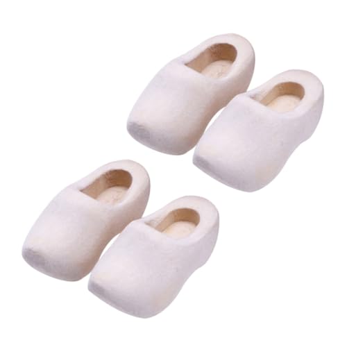 KOMBIUDA 2 Paare Verstopft Schuhe Mini-Clogs Puppe Dekoration Basteln Bastelset Sneaker Mini-Ornament Handgefertigte Mini-klompen Unbemaltes Handwerk Unbemalte Klompen Holz von KOMBIUDA