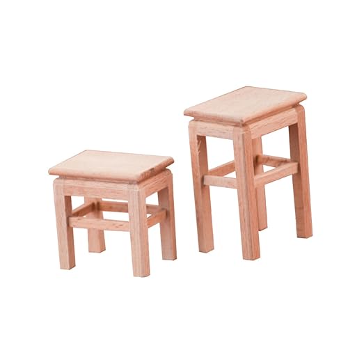 KOMBIUDA 2 STK Miniatur-Stuhlfiguren Mini-Holzsitz kleine Holzmöbel Mini Kleiner Sitz Hölzern von KOMBIUDA