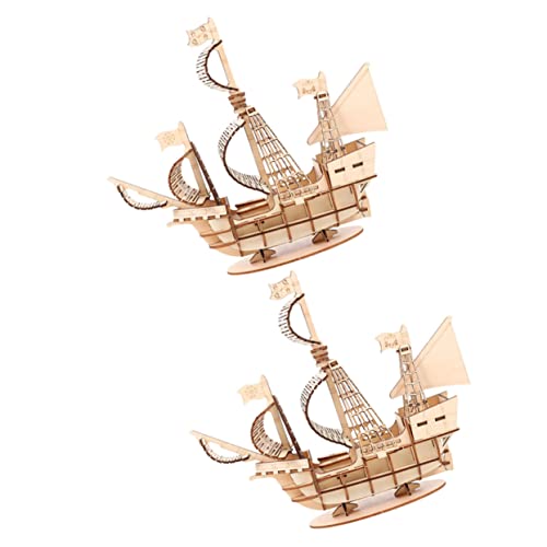 KOMBIUDA 2 Sätze Diorama Schiffsmodellbausatz Modellbausatz Für Segelboote 3D-Puzzles Für Erwachsene Puzzles Bauen Modellbausätze Für Erwachsene 3D-Puzzle-segelboot Gebaut Rätsel Holz Kind von KOMBIUDA