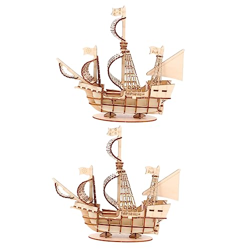 KOMBIUDA 2 Sätze Holz Segelboot Puzzle Teiliges Modellbau Kit für DIY Holzspielzeug Kreativität und Vorstellungskraft für Fans Maritimer Kultur von KOMBIUDA
