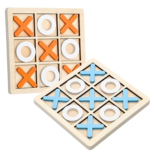 KOMBIUDA 2 Sätze Holzspiel Toe Spiel Lernspielzeug Interaktives Familien Brettspiel Fördert und Konzentration Orange und Blau von KOMBIUDA