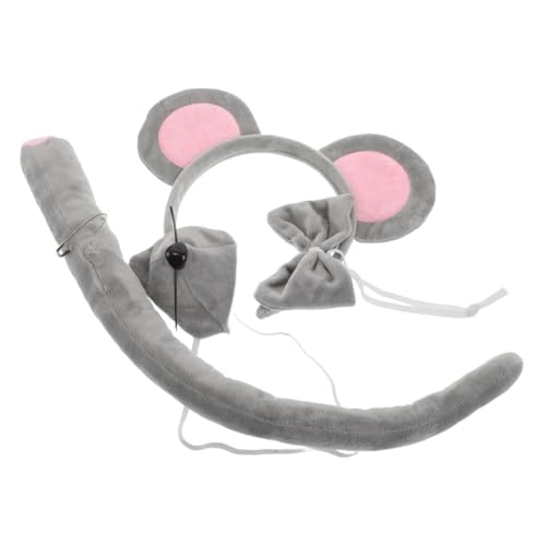 KOMBIUDA 2 Sätze Mäuse Kostüm Set mit Weichen Grauen Ohren Nase und Fliege Leichter Tier Haarreifen für Halloween Karneval Cosplay und Tierparty Zubehör von KOMBIUDA