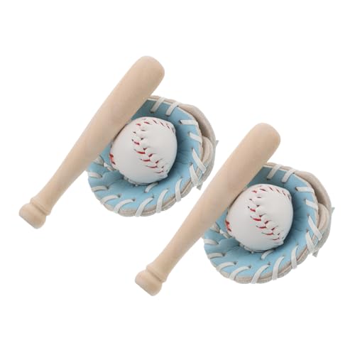KOMBIUDA 2 Sätze Mini Baseball Kit mit Handschuh und Ball Kleines Sportzubehör für Puppenhaus Tragbares Mini Baseballspielzeug Familienfreundliches Lernset für Anfänger als Tortendeko und von KOMBIUDA