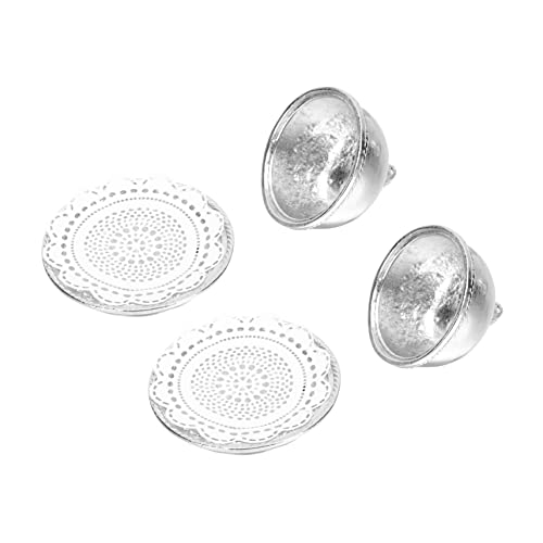 KOMBIUDA 2 Sätze Mini-Euro-Tablett deko küchenarmatur küchenzubehör Mini-Tortenständer Schmucktablett Zubehör für Küchenmodelle Spielzeughaus Metallschalen Legierung Silver von KOMBIUDA