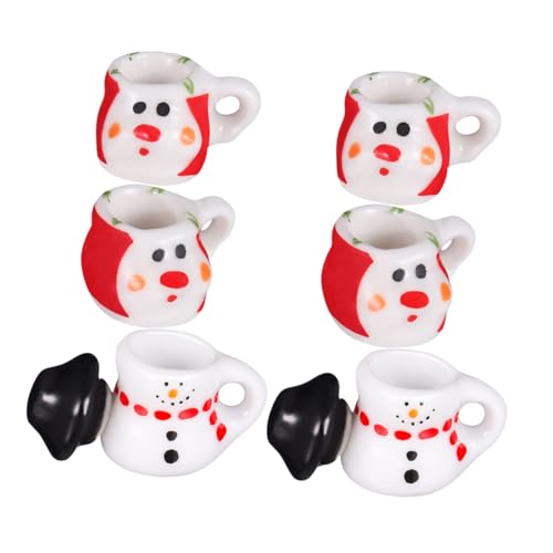 KOMBIUDA 2 Sätze Miniatur Schneemann Tee Set Miniatur Porzellan Teetassen Weihnachtsdekoration Puppenhaus Zubehör Kinderspielzeug von KOMBIUDA