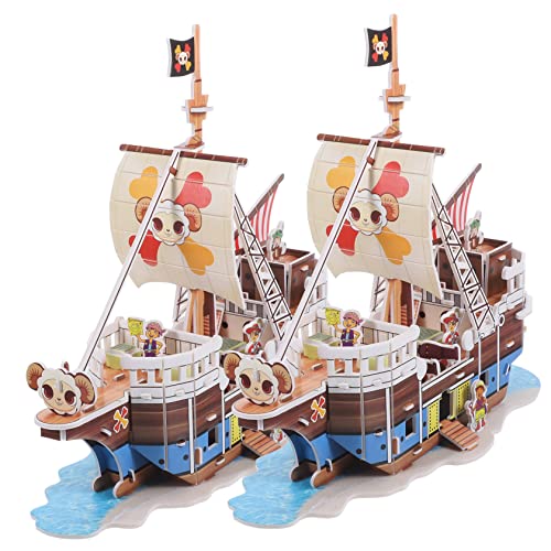 KOMBIUDA 2 Sätze Piratenschiff-Puzzle Piratenschiff-rätsel Denksportaufgaben 3D-schiffsrätsel Für Erwachsene Pädagogische Lernspielzeuge Schiffsbau-Puzzle Einzigartig Papier Segelboot Kind von KOMBIUDA