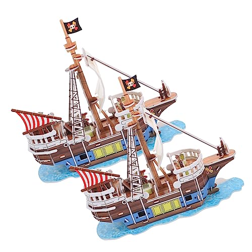 KOMBIUDA 2 Sätze Piratenschiff-Puzzle familienspiele Family Games D Rätsel Lernspielzeug Puzzlematte 3D-Puzzle für im Alter von 12 bis 14 Jahren 3D-Papierpuzzles für Erwachsene von KOMBIUDA