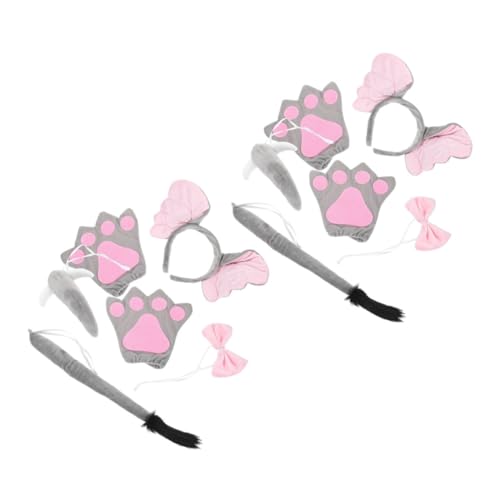 KOMBIUDA 2 Sätze Plüsch Elefantenohren Stirnband und Set mit Fliege und Handschuhen Weiche Tierkostüm Accessoires für Karneval Halloween Geburtstagspartys Verstellbar und von KOMBIUDA