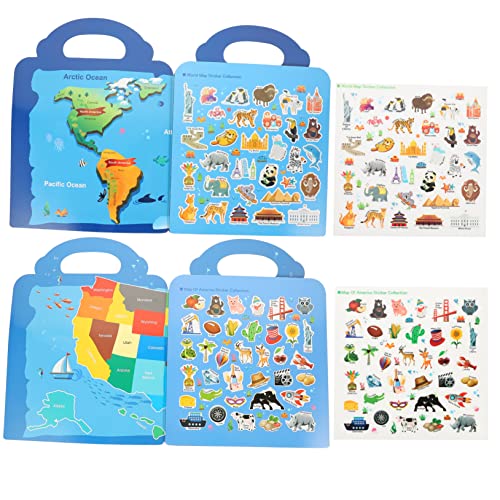 KOMBIUDA Stickerbuch-Set Mit Amerika-Karte Wiederverwendbares Lern-stickerbuch Für Kinder von KOMBIUDA