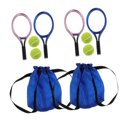 KOMBIUDA 2 Satz Miniatur Tennisrackets mit Ball Realistische Puppenhaus Sportausrüstung Kindgerechtes Detailreiches Mini Dollhouse Decor Zubehör für Kreatives Rollenspiel von KOMBIUDA