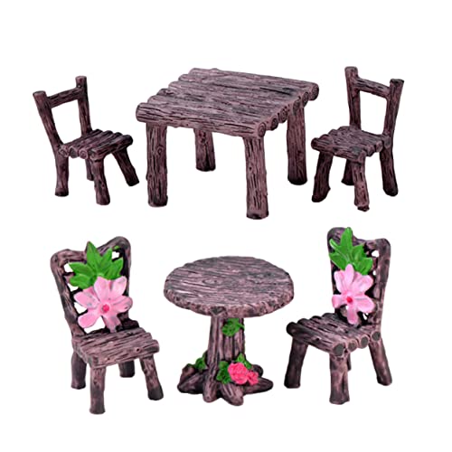 KOMBIUDA 2 Sets Mikro Landschaftsornament Winzige Möbel Miniatur Tischhocker Mini Möbel Miniatur Tischstühle Miniaturmodell Miniatur Gartenzubehör Miniatur Hauszubehör von KOMBIUDA