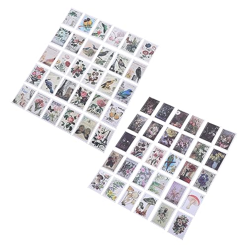 KOMBIUDA 2 Sets Vintage Stempelaufkleber Vintage Aufkleber Für Erwachsene Mini Aufkleber Handbuchaufkleber Pflanzenaufkleber Kinderaufkleber Postpartum Aufkleber von KOMBIUDA
