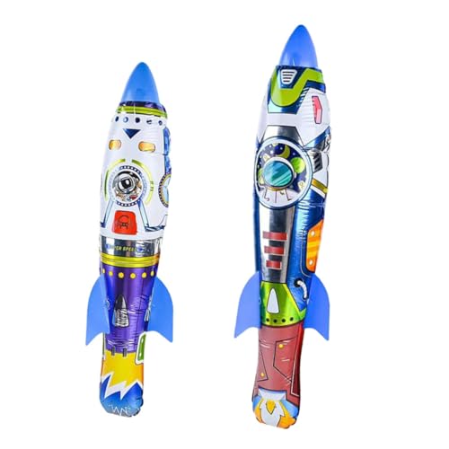 KOMBIUDA 2 Stück Aufblasbare Raketen Aluminium Folienraketen für Outdoor Spaß Große und Kleine für Geburtstagsfeiern von KOMBIUDA
