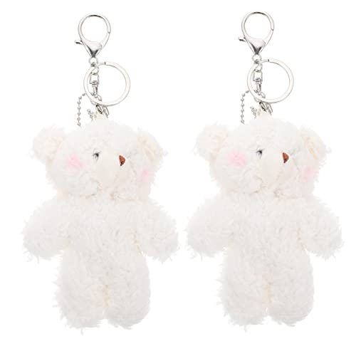 KOMBIUDA 2 Stück Bär Schlüsselanhänger Halter Plüsch tragen Karikatur ausgestopft Kuscheltier Schlüsselanhänger Geschenkidee Partyartikel für Kawaii Schlüsselanhänger Legierung Weiß von KOMBIUDA