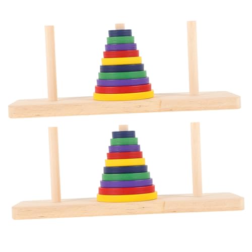 KOMBIUDA 2 Stück Buntes Holzspielzeug Puzzle Tower of Hanoi Intelligentes Brettspiel für Erwachsene DIY Party Game Fördert Kreativität und Problemlösungskompetenz von KOMBIUDA