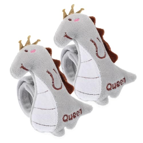 KOMBIUDA 2 Stück Dinosaurier-Armband Tiere Plüsch Karikatur halloween halloween assecoires ostegeschenke osterpresente handgelenk band Slap -Armband Dekorative Armbänder Stoff Grey von KOMBIUDA