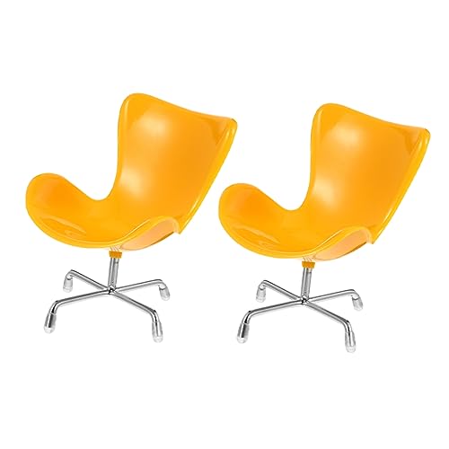 KOMBIUDA 2 Stück Eierstuhl Sessel Mini Stühle Miniatur Stuhl Miniatur Sessel Miniatur Stuhl Miniatur Drehstuhl Miniatur Sessel Kunststoff Gelb von KOMBIUDA