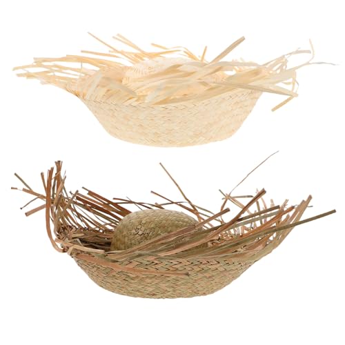 KOMBIUDA 2 Stück Gewebter Hut Mexikanischer Hawaiianischer Luau Hut Gewebter Sonnenschutzhut Hawaiianischer Kopfschmuck Für Frauen Hawaii Hüte von KOMBIUDA