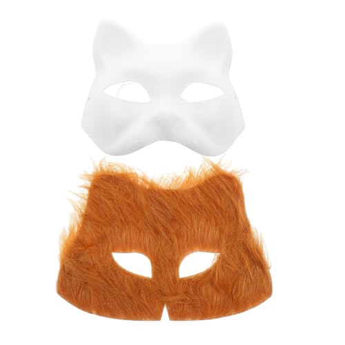 KOMBIUDA 2 Stück Unbemalte Tiermasken Fuchs Und Katzenmaske Für Halloween-party Cosplay-kostüm Plüsch-gesichtsmaske Zum Basteln Und Dekorieren KOMBIUDA 2 Stück Unbemalte Tiermasken Fuchs Und Katzenmaske Für Halloween-party Cosplay-kostüm Plüsch-gesichtsmaske Zum Basteln Und Dekorieren von KOMBIUDA