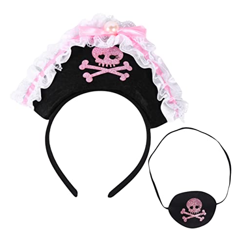 KOMBIUDA 2 Stück Halloween Piraten Haarband mit Augenklappe Party Kopfschmuck aus Umweltfreundlichem Vliesstoff Langlebig und für Fasching Karneval und Mottopartys von KOMBIUDA