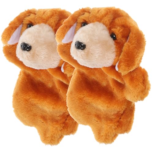 KOMBIUDA 2 Stück Handpuppe Früherziehung Dekoratives Handpuppenspielzeug Stofftierpuppen Cartoon-handpuppen Puppen Für Tierische Fingerpuppen Hund Handpuppe Orange Plüsch von KOMBIUDA