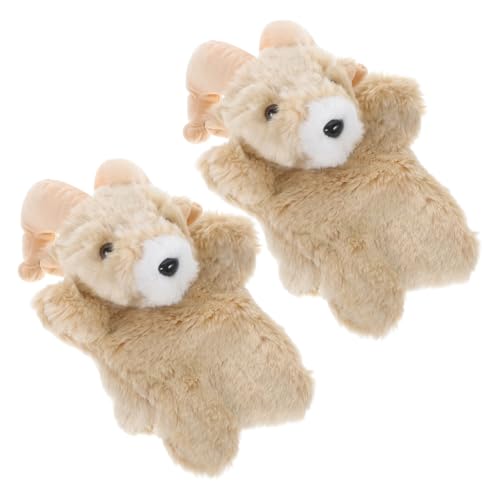 KOMBIUDA 2 Stück Handpuppe Früherziehung Tierpuppen Handpuppe Requisite Tiere Handpuppe Fingerpuppen Kindertiere Handspielzeug Zum Geschichtenerzählen Light Brown Plüsch von KOMBIUDA