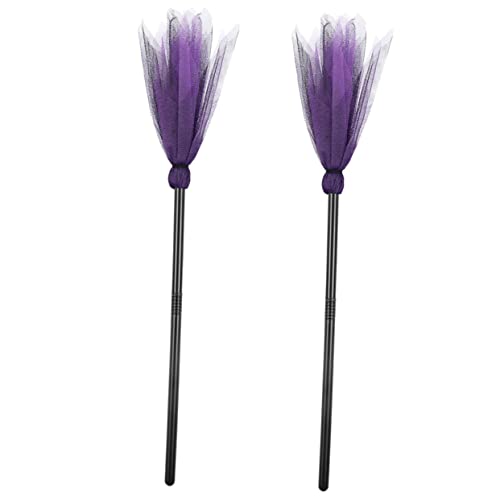 KOMBIUDA 2 Stück Hexenbesen Kessel Besen-Halloween Hexenzubehör Frau Maskerade Halloween-Kostüm-Geist Halloween Party Halloween Dekoration camoing Cosplay-Besen Halloween-Requisite Plastik von KOMBIUDA