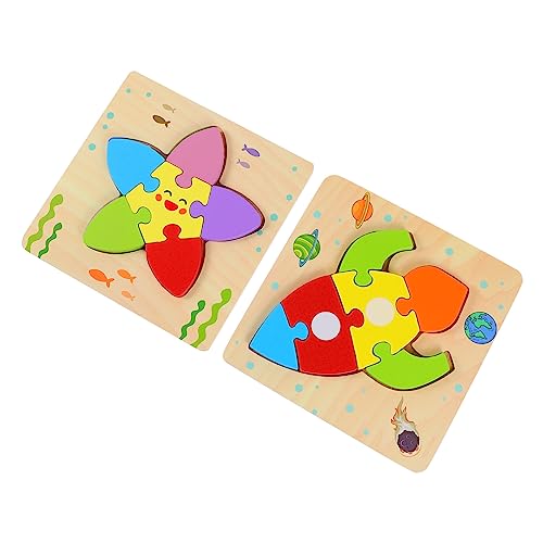 KOMBIUDA 2 Stück Holzpuzzle für Kleinkinder Lernspielzeug für Frühe Entwicklung Fördert Hand Auge Koordination und Fantasie Sicher und Spaß für Drinnen und Draußen von KOMBIUDA