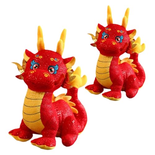KOMBIUDA 2 Stück Jahr des Drachen Maskottchen Puppe Neujahrs Drachen Puppe Chinesisches Neujahrsgeschenk Drachen Puppe Chinesischer Stil Ausgestopfte Puppe Ausgestopfter Drache von KOMBIUDA