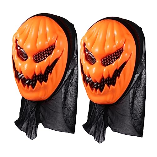 KOMBIUDA 2 Stück Kunststoff Halloween Gruselige Geistermasken Kürbismasken Gruselige Geistermaske von KOMBIUDA
