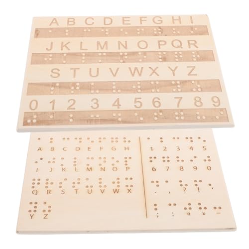 KOMBIUDA 2 Stück Lernhilfe für Tragbares Leichtes Braille Bildungswerkzeug mit Erhabenen Buchstaben und Zahlen für Effektives Lernen von KOMBIUDA