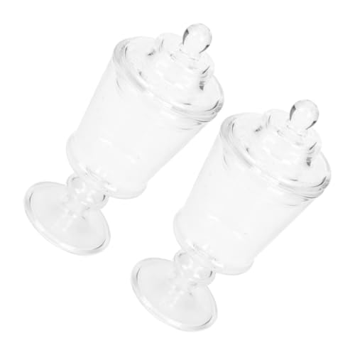 KOMBIUDA 2 Stück Maßstab Kleine Klare Bonbondosen mit Deckeln Miniature Glasbehälter für Puppenhaus Dekoration und Miniatur Bar Zubehör von KOMBIUDA