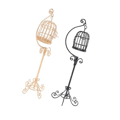 KOMBIUDA 2 Stück Maßstab Metall mit Ständer Offene Miniatur Deko für Puppenhaus Desktop Mini Birdcage für Mikro Landschaft und Haus Garten Dekoration von KOMBIUDA