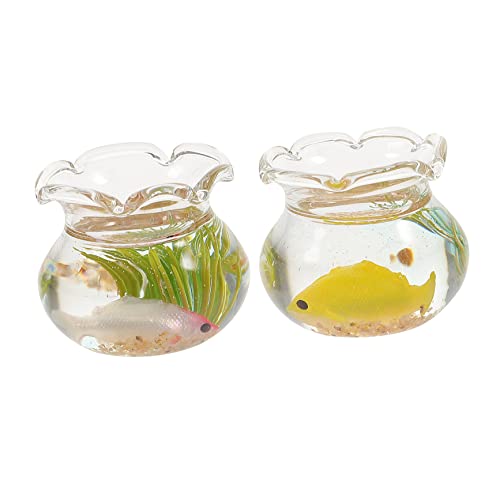 KOMBIUDA 2 Stück Mini-Glas-koi Deckel Miniaturen Basteln Gebäude Panzer Aquarium Puppenhaus-miniaturen Fischglas Miniatur-zubehör Partyartikel Für Winzige Spielsachen von KOMBIUDA