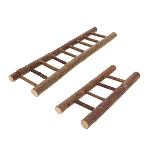 KOMBIUDA 2 Stück Mini Holzleiter Puppenhauszubehör Mini Puppenhausmöbel Tiny House Zubehör Spielzeugleiter Treppe Puppenhausleiter Süße Trittleiter Hellbraun von KOMBIUDA