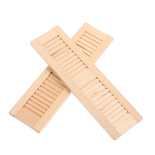 KOMBIUDA 2 Stück Mini-jalousien Pavillon Puppenhausdekorationen Kleine Jalousien Puppenhausjalousie Fliegen Tür Puppenhaus Zubehör Mini Vorhänge Vorhang Schier Blackout Light Brown Hölzern von KOMBIUDA