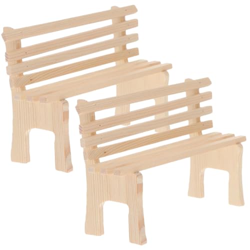 KOMBIUDA 2 Stück Minibank Chaiselongue Tisch Bausatz Miniatur Möbel Terrasse Mini-gartenstuhl Reis von KOMBIUDA