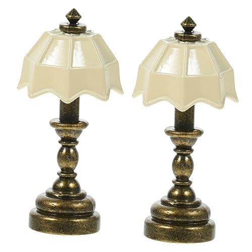 KOMBIUDA Miniatur-tischleuchte Für Puppenhaus 2er-Set Mini-lampenmodell Vintage-stehleuchte Bastelset Dekorative Mini-hauslampe DIY Mini-möbeldekor von KOMBIUDA