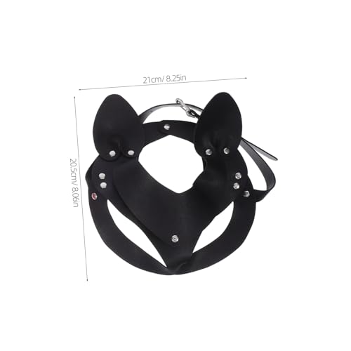 KOMBIUDA 2 Stück Punk Pu-Kunststoff Masken mit Katzenohren Hasen Fuchsgesicht Halbe Gesichtsbedeckung Atmungsaktiv Langlebig für Halloween Karneval Party Schwarz und Rot von KOMBIUDA