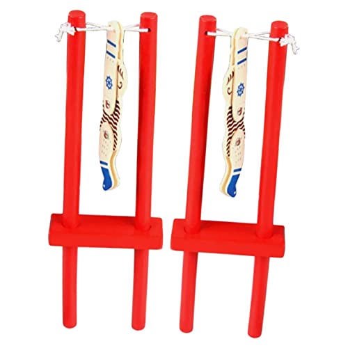 KOMBIUDA 2 Stück Puppe Ziehen Kinderspielzeug Interaktive Spielzeuge Figur Rollende Puppen Spaß Intellektuelles Puppenspielzeug Figur Statue Ornament Lustige Puppen Holz von KOMBIUDA