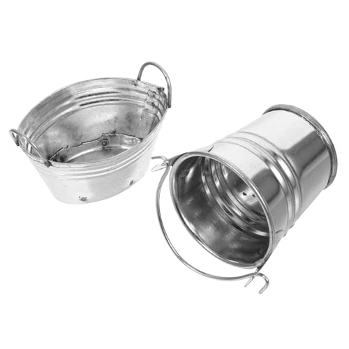 KOMBIUDA 2 Stück Puppenhaus Mini-eiseneimer Kleine Eimerfigur Minifass Miniatur-gartenzubehör Eimer Winziger Behälter Miniatur-zubehör Mini- - Miniatur-Eimer-Modell Silver von KOMBIUDA