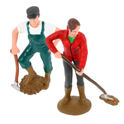 KOMBIUDA 2 Stück Puppenschaufelfigur Landarbeiter Modelle Miniatur Modellbauernhöfe Bauernhoffiguren Kleine Figur Mini Bauernhof Modellbausatz Gartenfigur Miniaturfiguren von KOMBIUDA